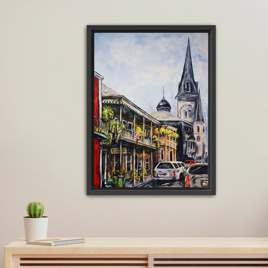 St. Louis Cathedral 24"x18" canvas print with a black frame New Orleans