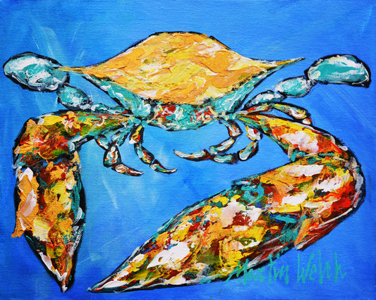 Jumping Free 12x12 Original crab painting
