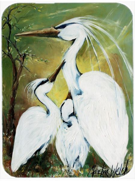 Blessing at Feeding Time Egret Family Glass Cutting Board Large