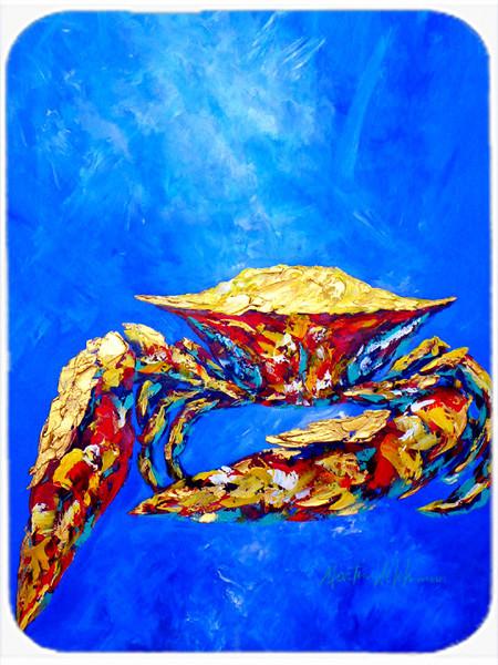 Blue Crab on Blue Sr. Glass Cutting Board Large