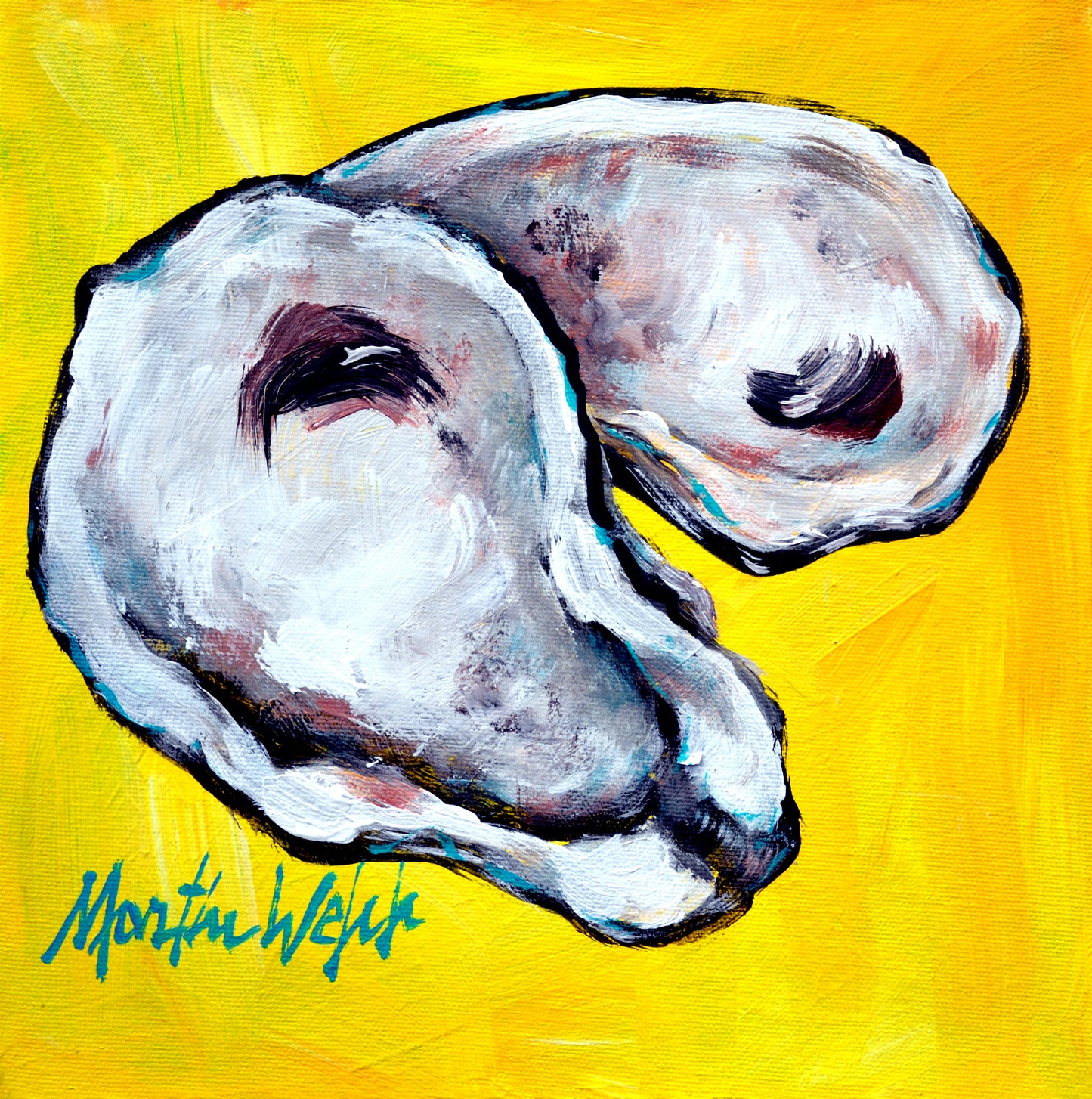 "Oyster II Sox" Original Painting Pair of Oyster Shells 10"X10" by Martin Welch
