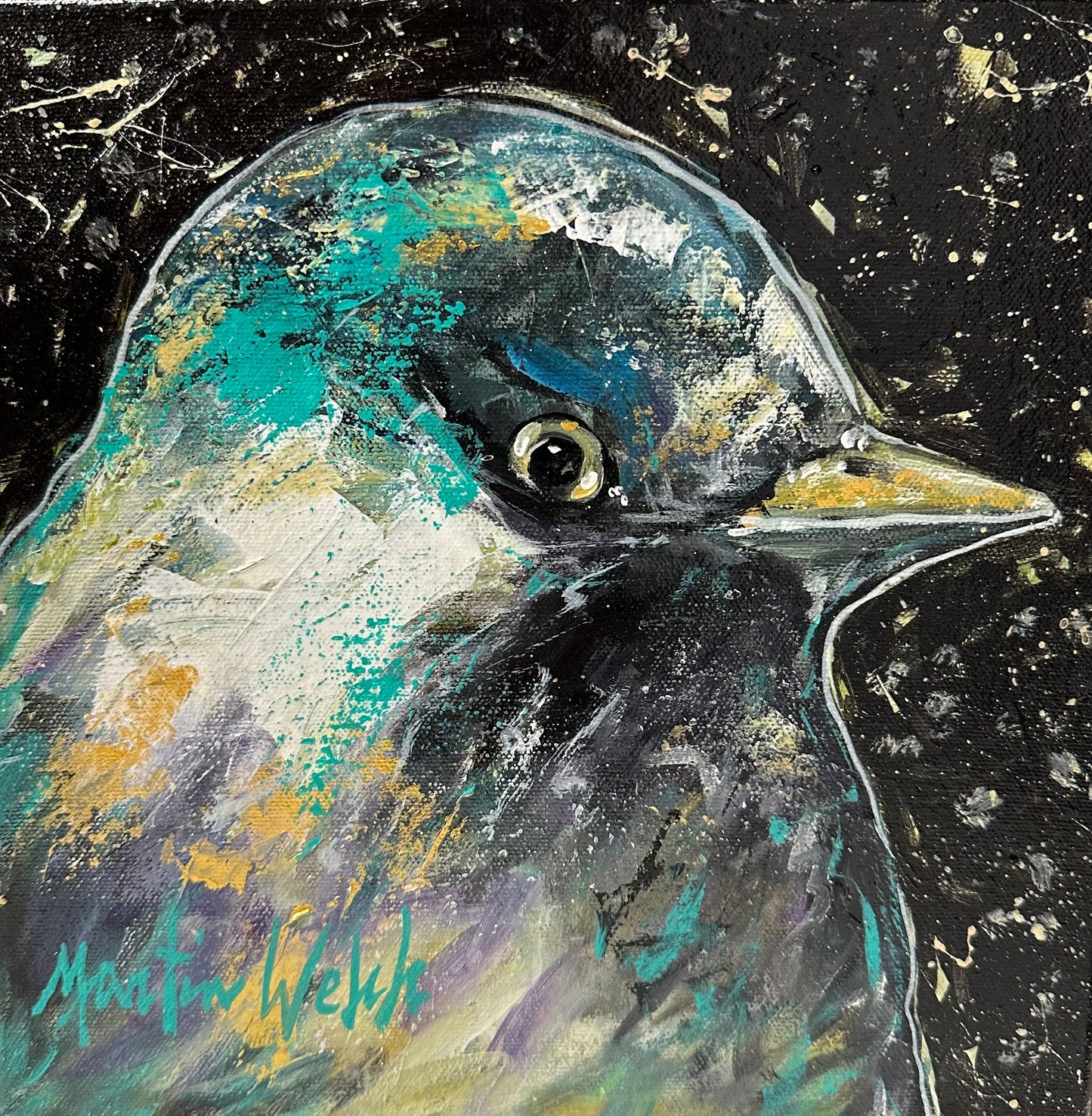 "Close Up" Original Painting of a bird's head 10x10