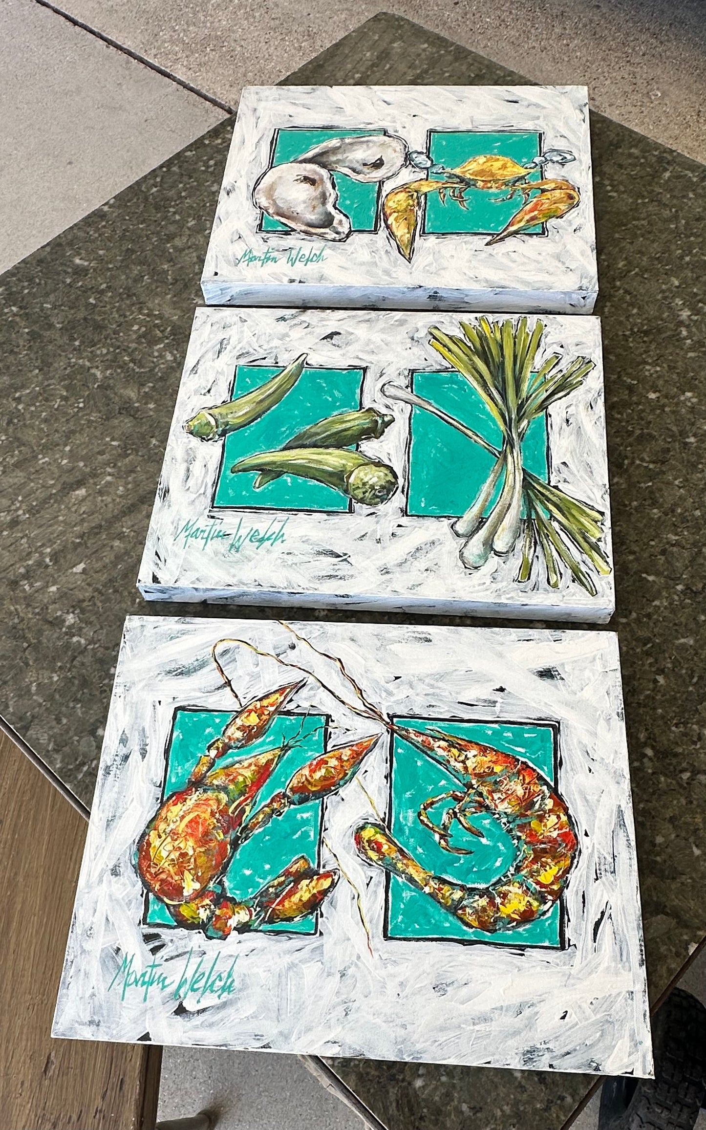 "Cajun Fixin's #1" Onion and Okra Original 16"x20" painting by Martin Welch