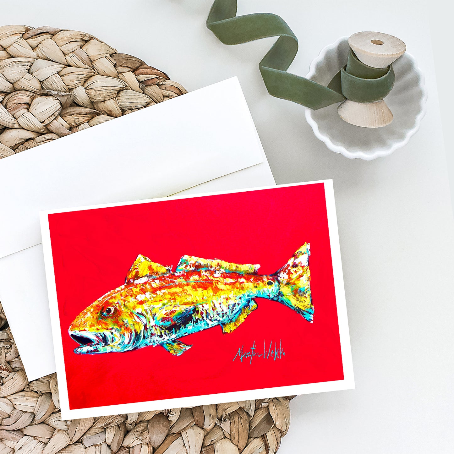 Fish - Red Fish Alphonzo Greeting Cards Pack of 8