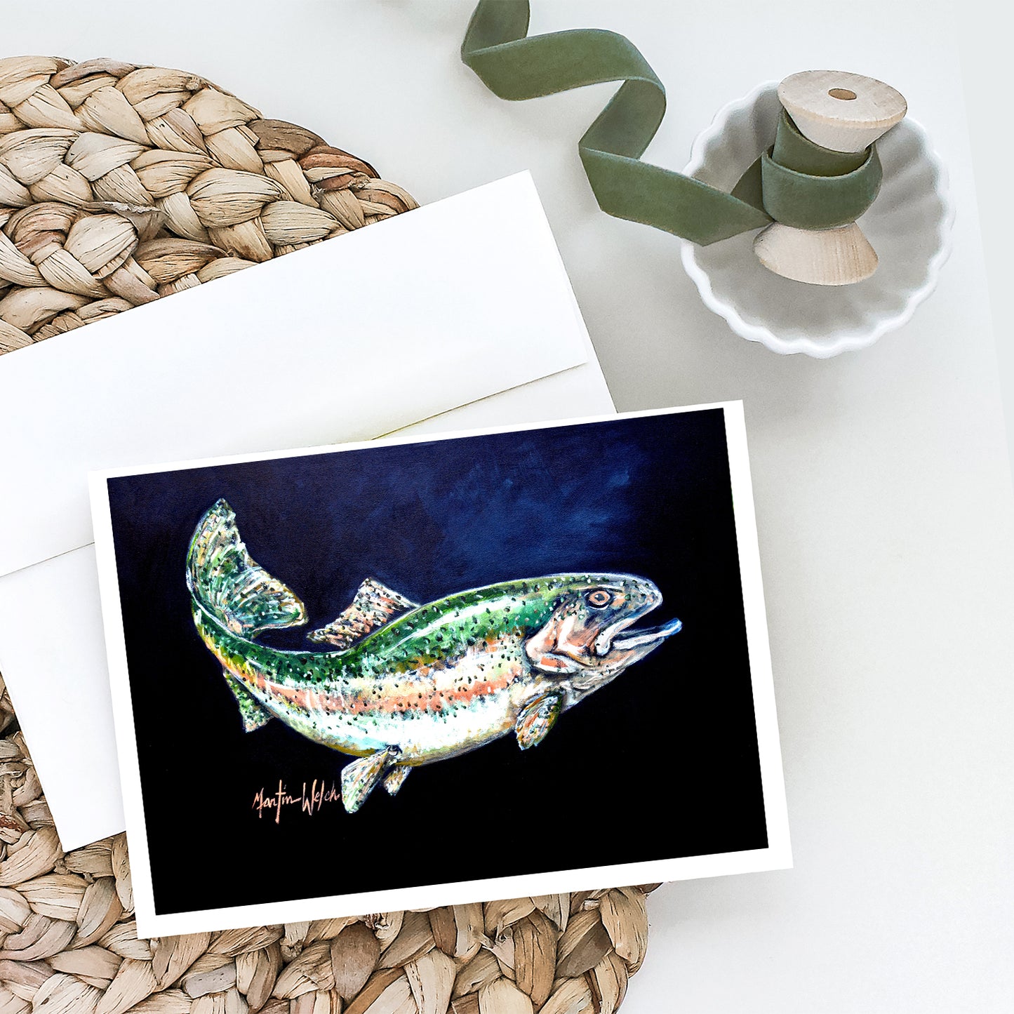 Deep Blue Rainbow Trout Greeting Cards Pack of 8