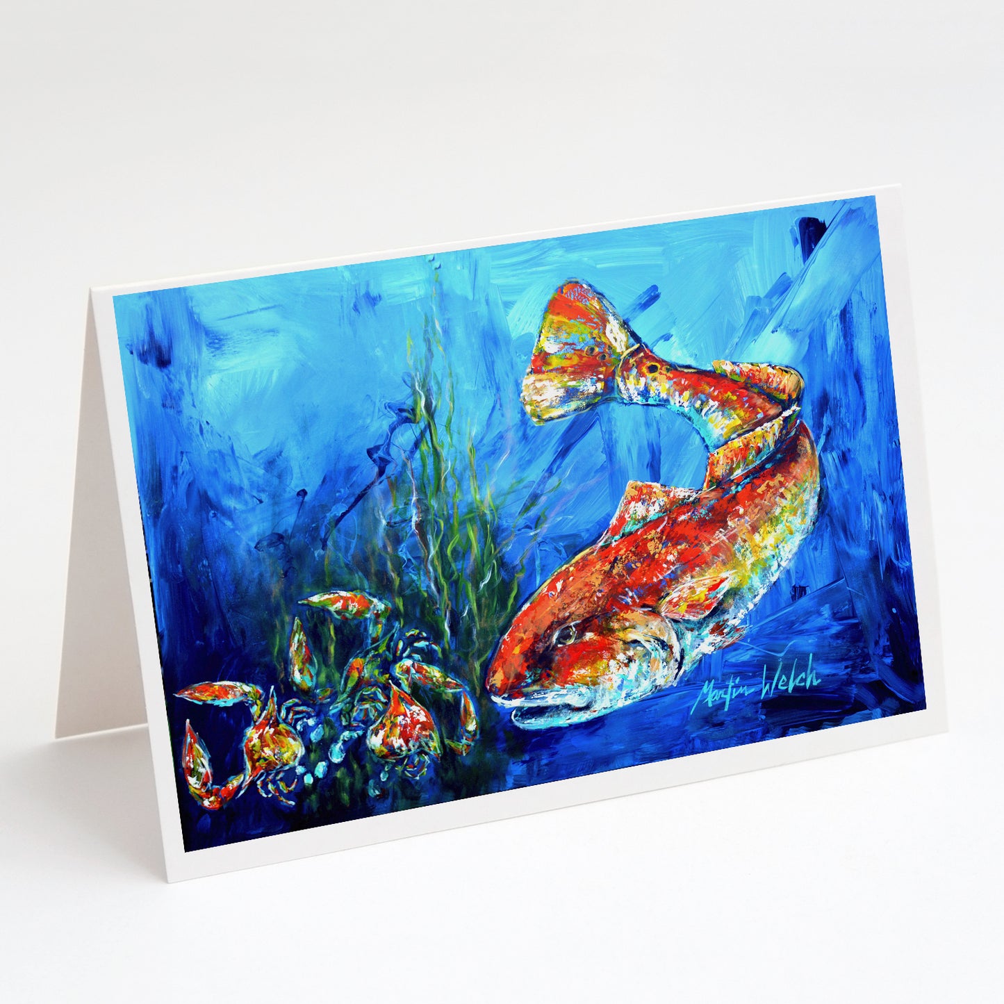 Buy this Scattered Red Fish Greeting Cards Pack of 8