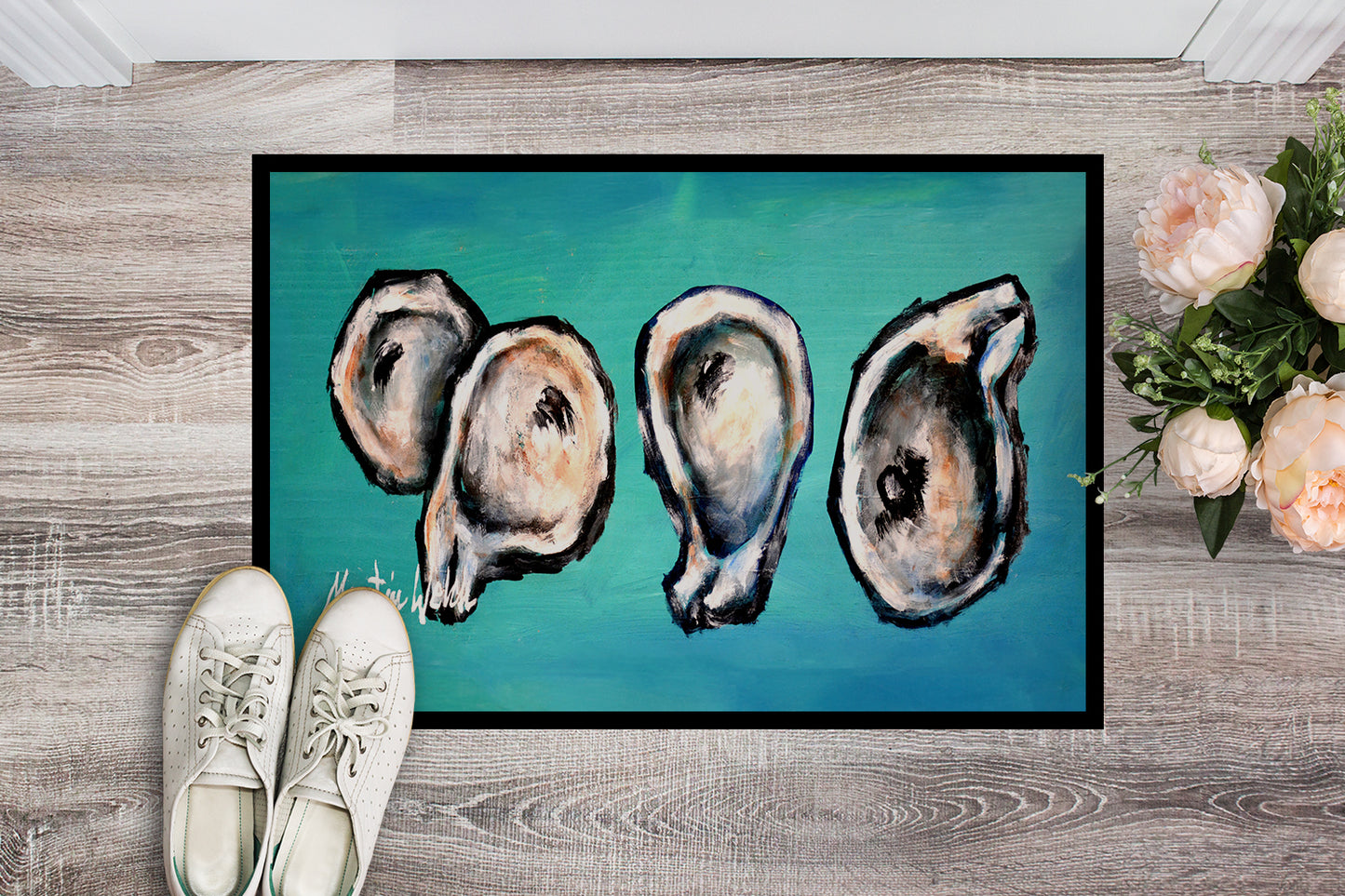 Four Oyster Shells on Board Doormat