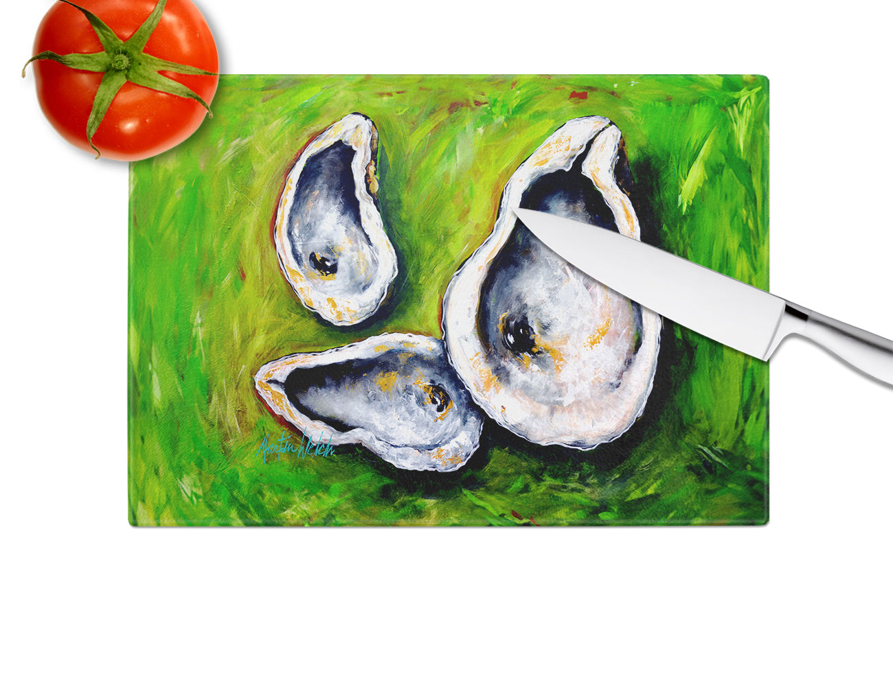 All Shucked Oysters Glass Cutting Board