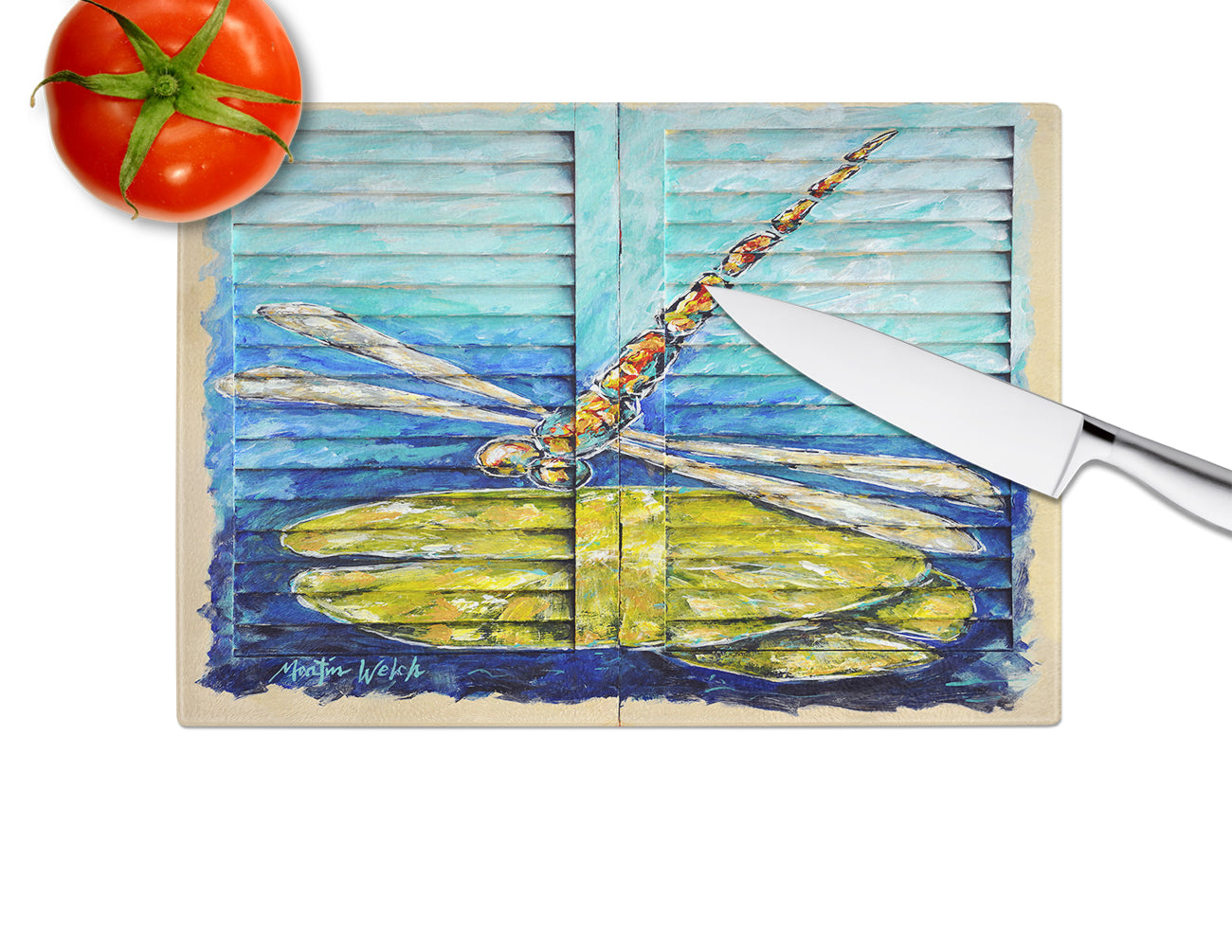 Blue Eyed Dragonfly Glass Cutting Board