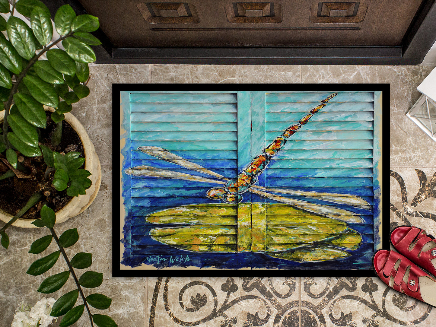 Blue Eyed Dragonfly Doormat