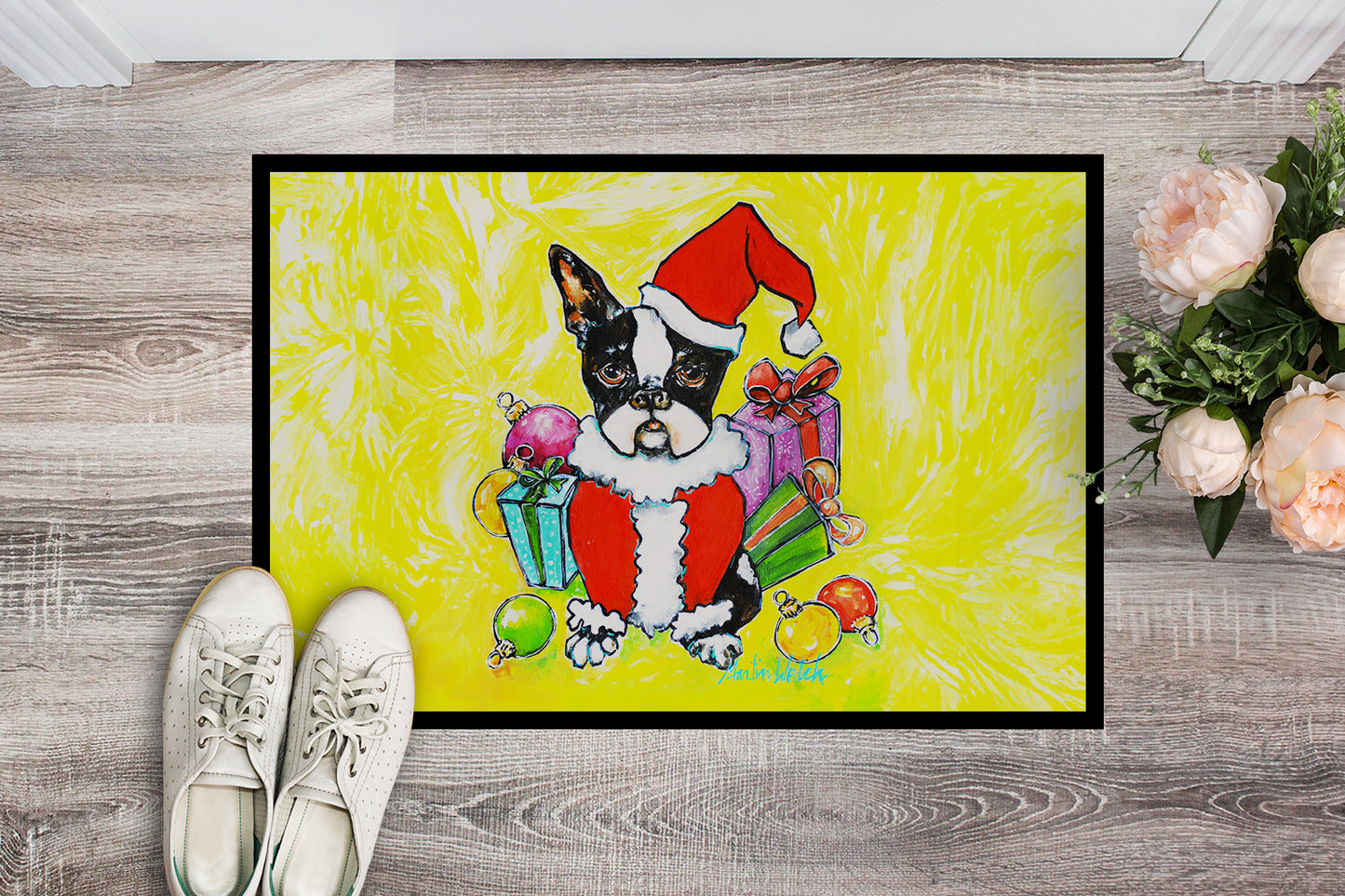 Boston Terrier Stinker That Stole Christmas Doormat