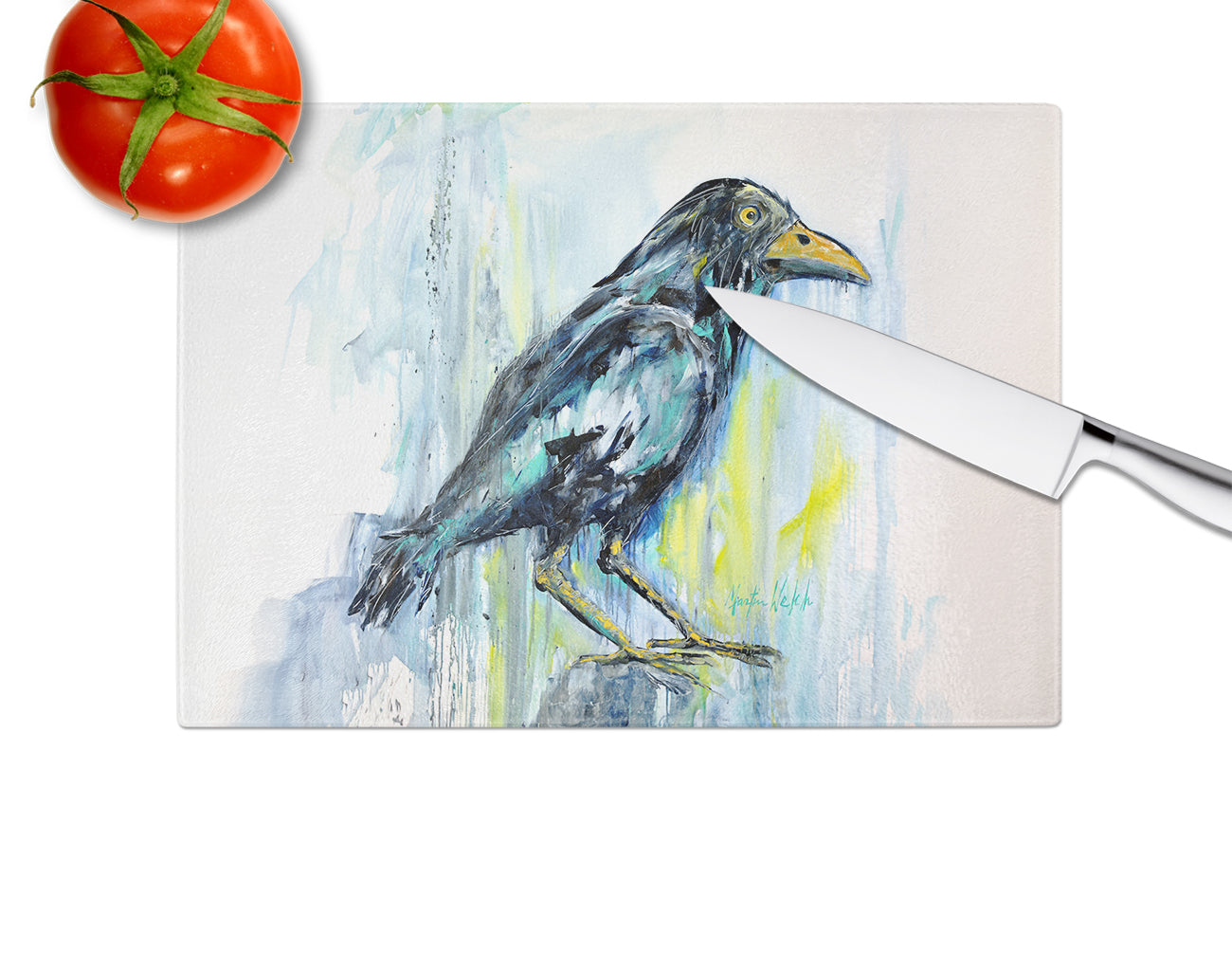 Burnt Corn Crow Glass Cutting Board