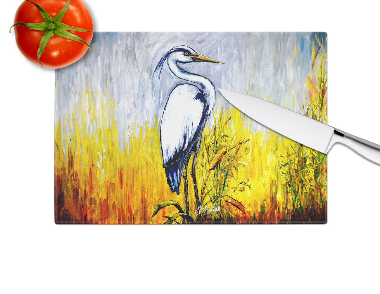 Cattin Around Heron Glass Cutting Board