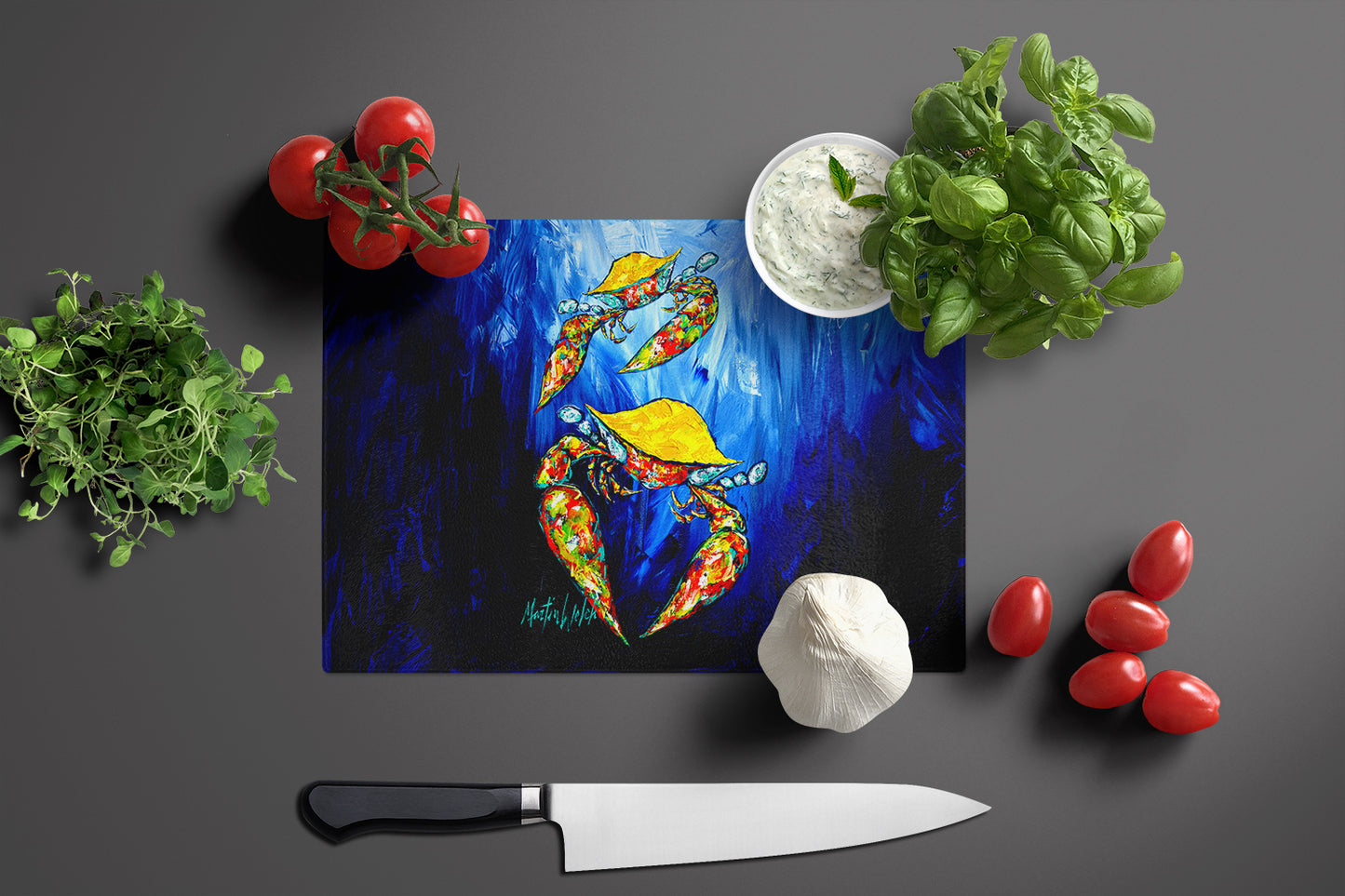 Crab Fair Glass Cutting Board