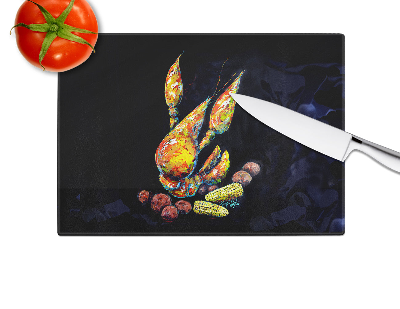 Crawfish Boiling Pot Glass Cutting Board