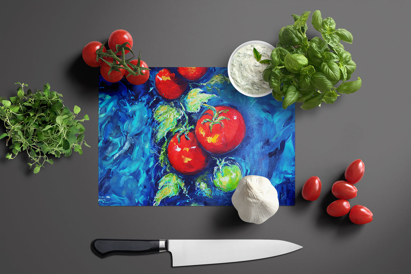 Creole Tomatoes Glass Cutting Board