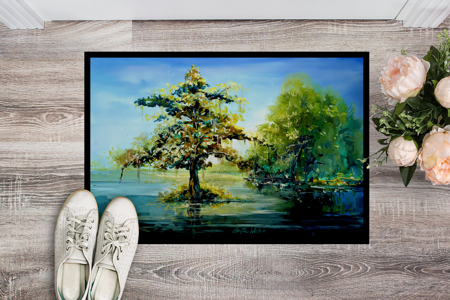 Cypress Tree in the Bayou Blue Doormat