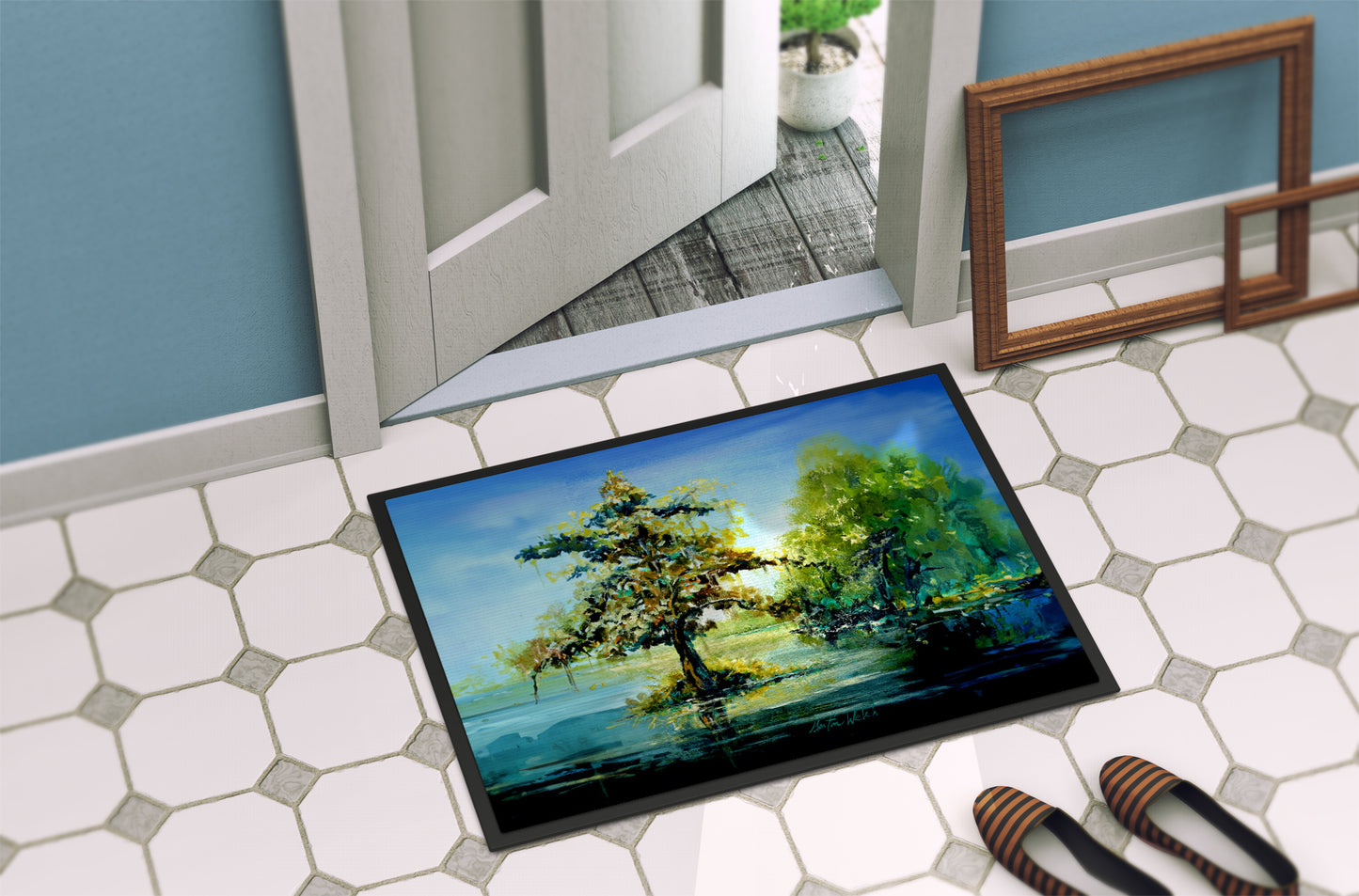 Cypress Tree in the Bayou Blue Doormat