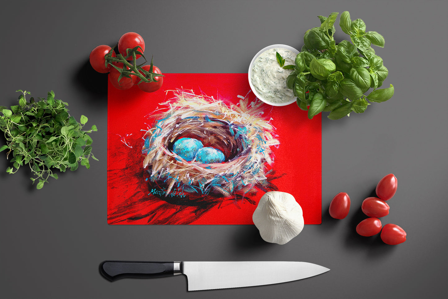 Egg-Stra Special Bird Nest Glass Cutting Board