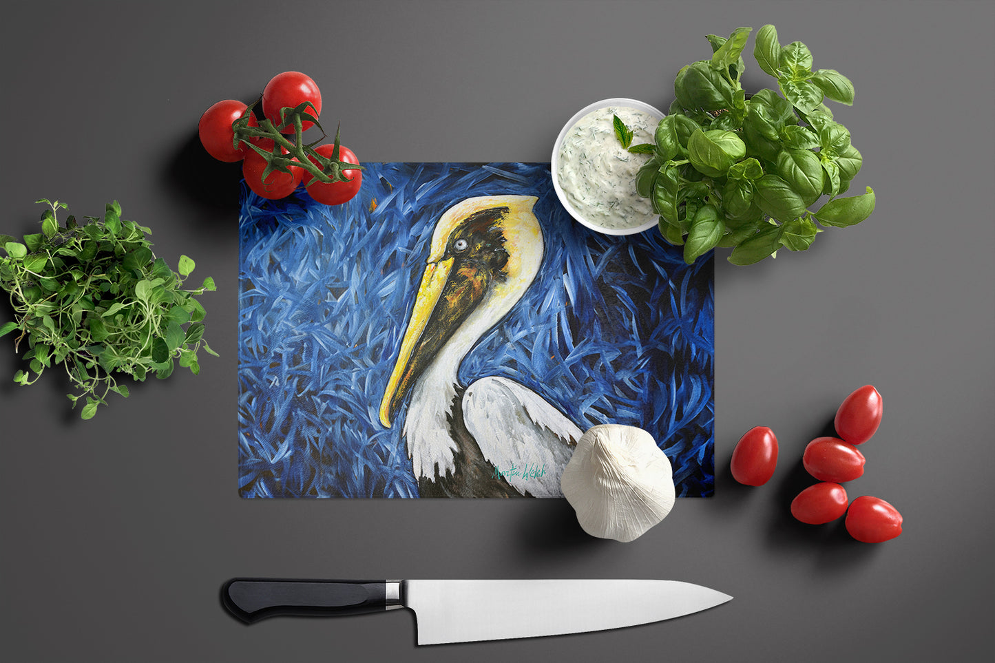 Fierce Pelican Glass Cutting Board