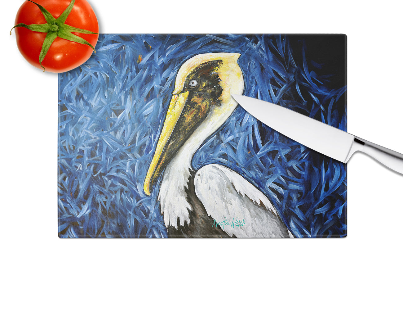 Fierce Pelican Glass Cutting Board