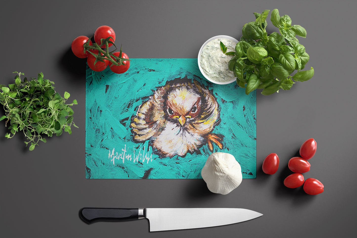 Fiest Chic Bird Glass Cutting Board