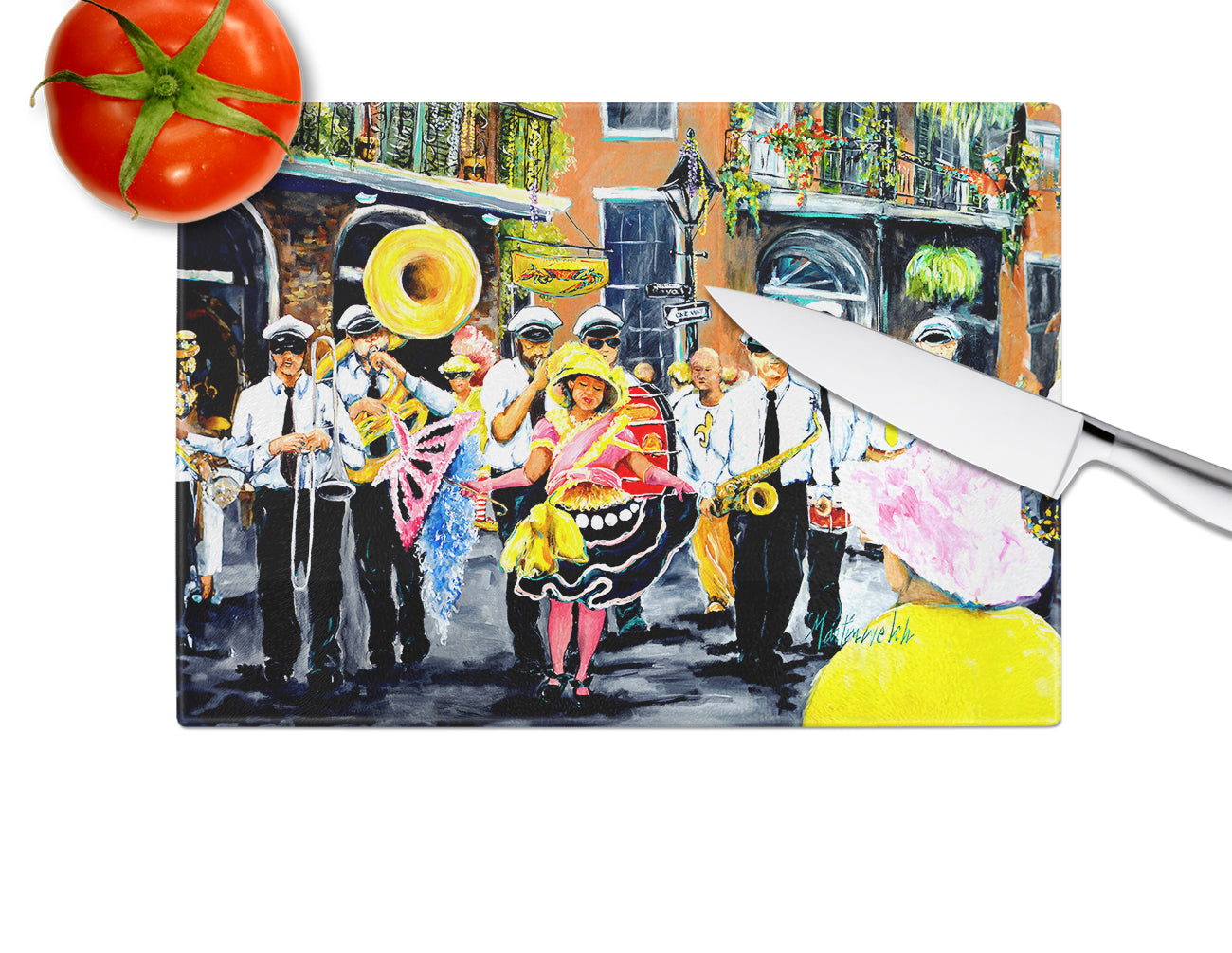 French Quarter Frolic Glass Cutting Board