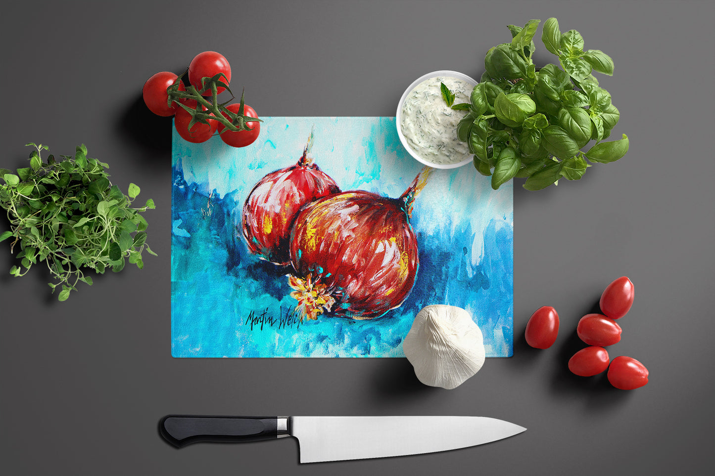 Onion Funions Glass Cutting Board