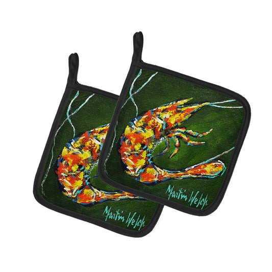 Buy this Green Waters Shrimp Pair of Pot Holders