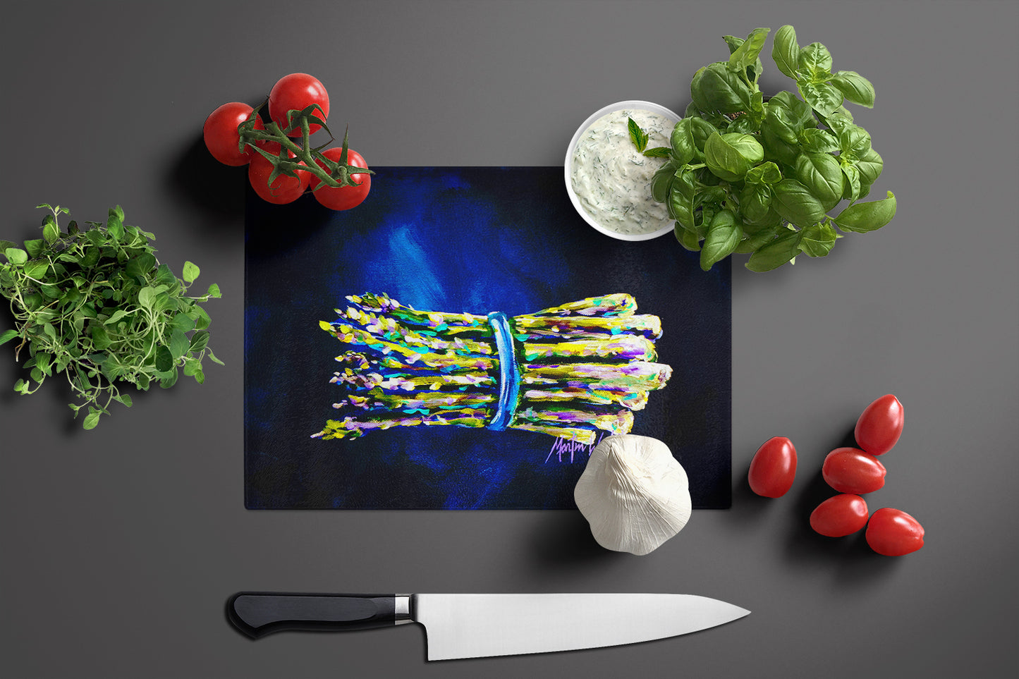 Jaimie's Bunch Asparagas Glass Cutting Board