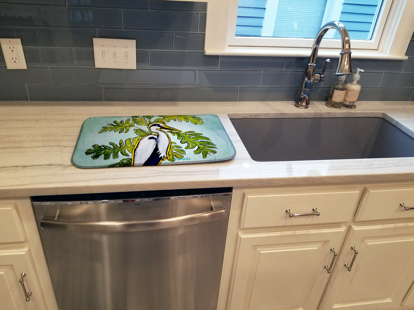 Jungle Fever Heron Dish Drying Mat