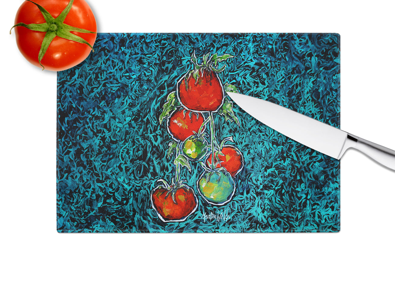 Maters Tomatoes Glass Cutting Board