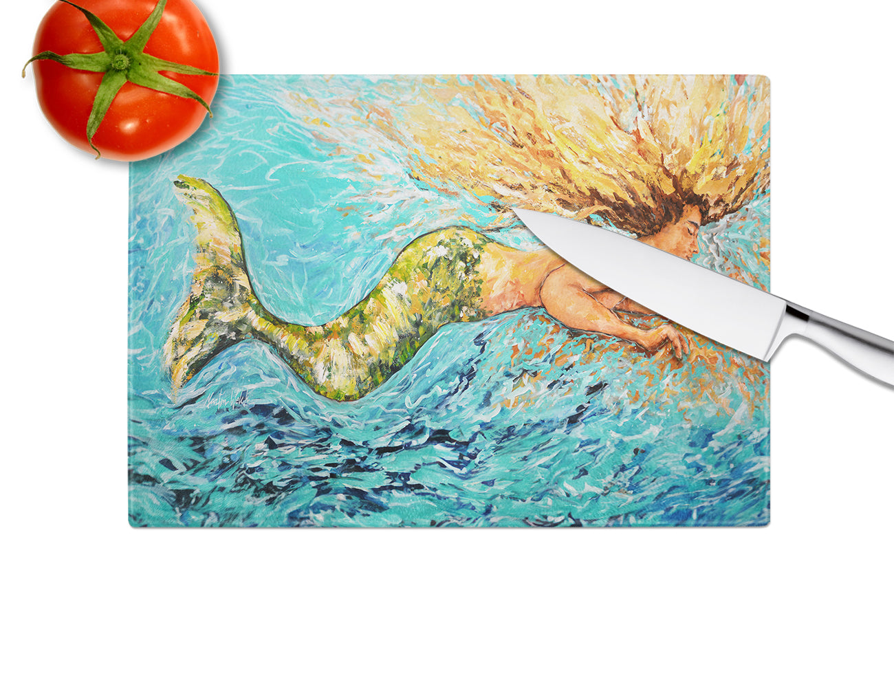 Mermaid After Your Heart Glass Cutting Board