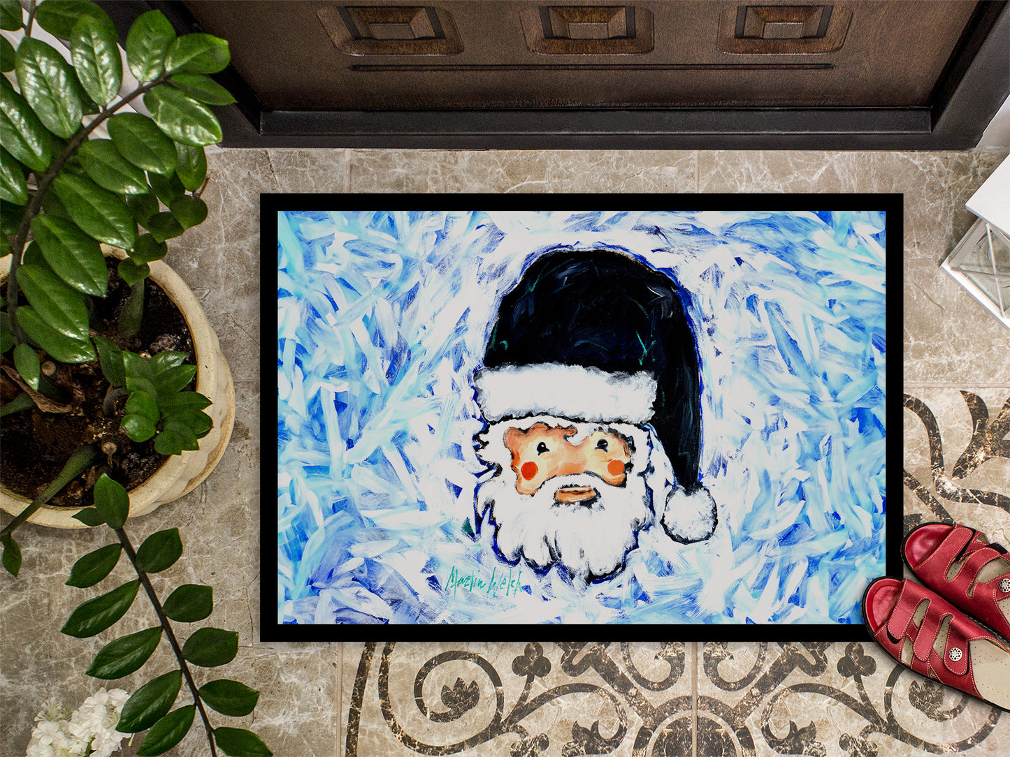 Novena Blue Santa Claus Doormat