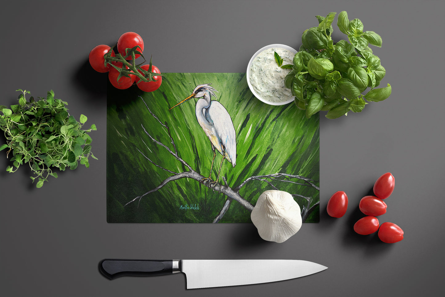 Heron On A Limb Glass Cutting Board