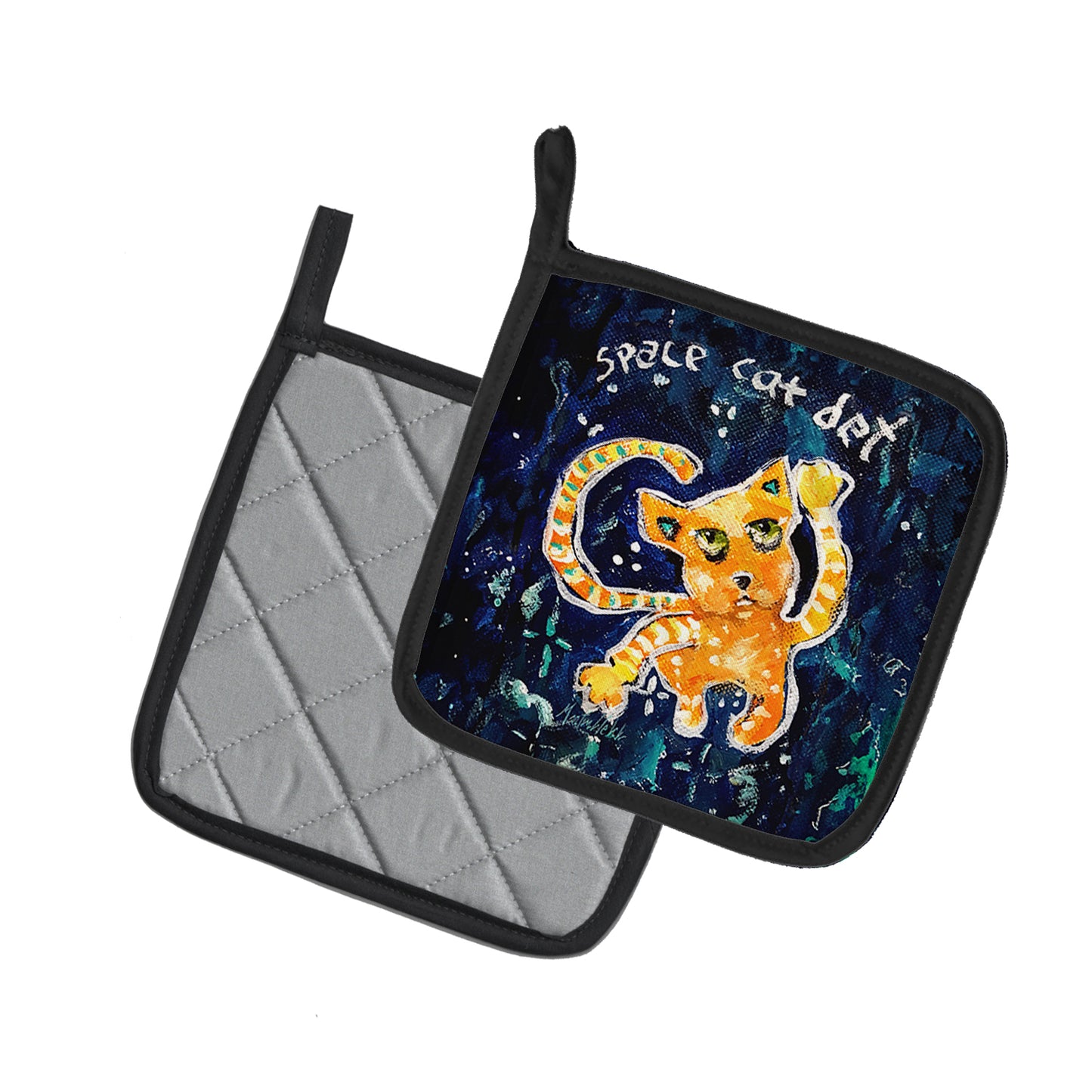 Space Cat Det Cat Pair of Pot Holders