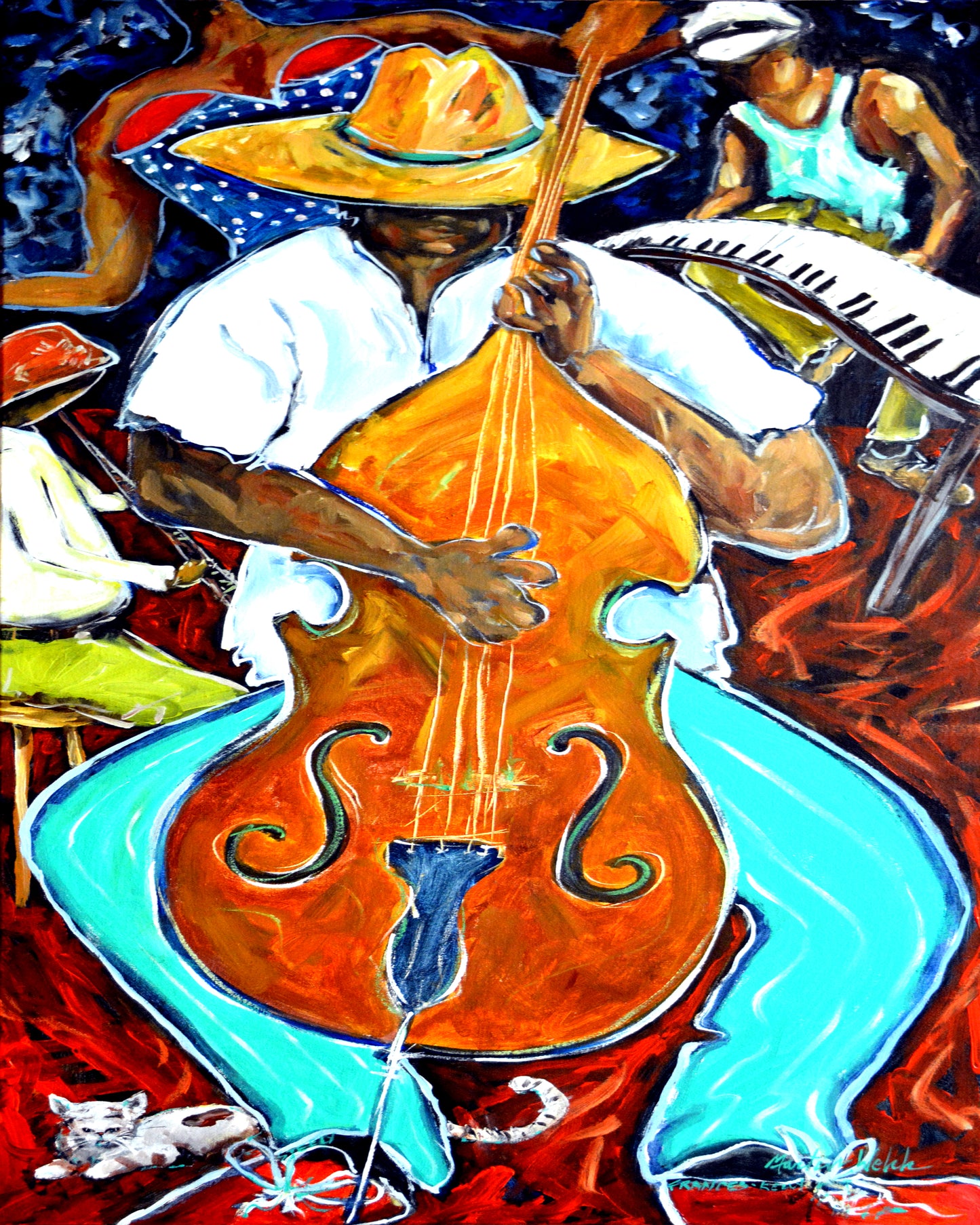 Cat and The Fiddle - Musical Band - 11"x14" Print