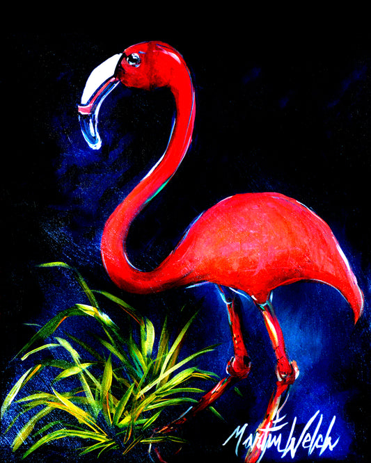 Chillin' - Flamingo bird - 11"x14" Print