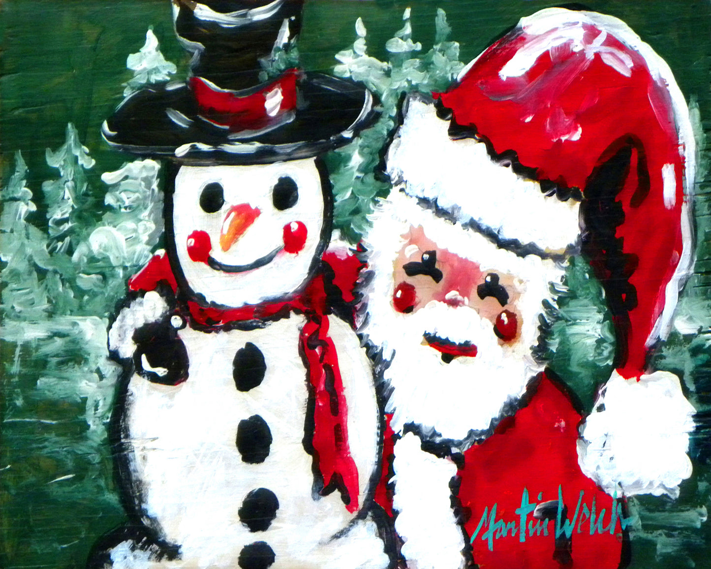Friends - Santa & Snowman - 11"x14" Print