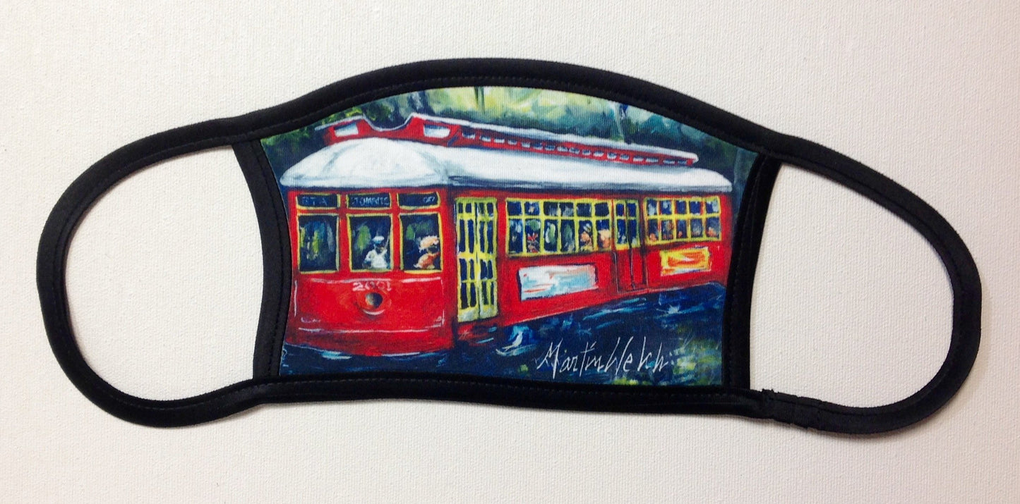 Little Red New Orleans Street Car Face Mask