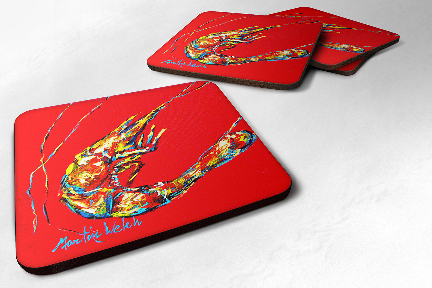 Buy this Shrimp Backwards Then Forwards Foam Coaster Set of 4