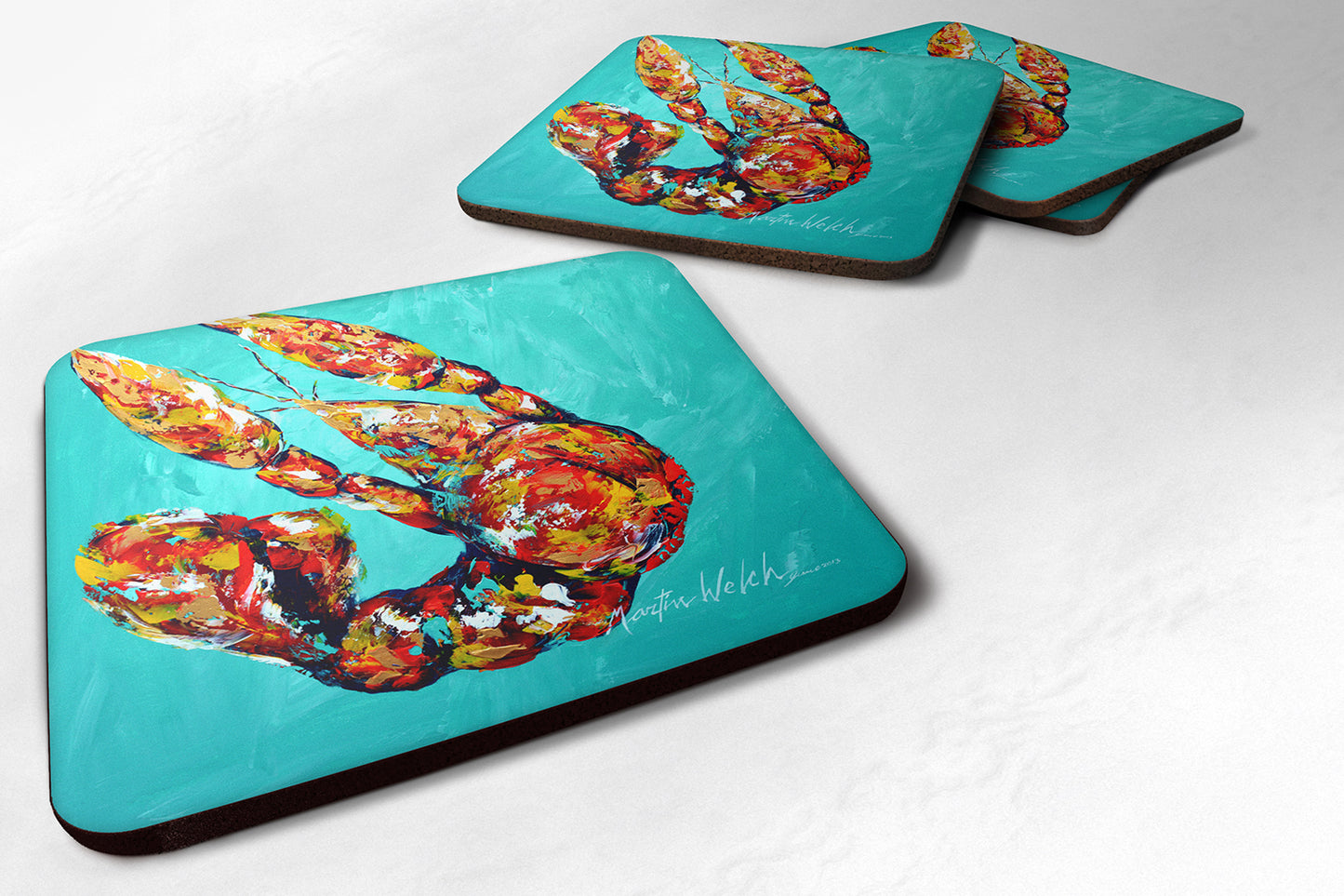 Buy this Crawfish Electric Claw Aqua Green Foam Coaster Set of 4