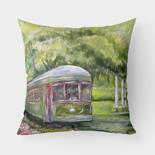 Buy this Next Stop Audobon Park Streetcar Fabric Decorative Pillow