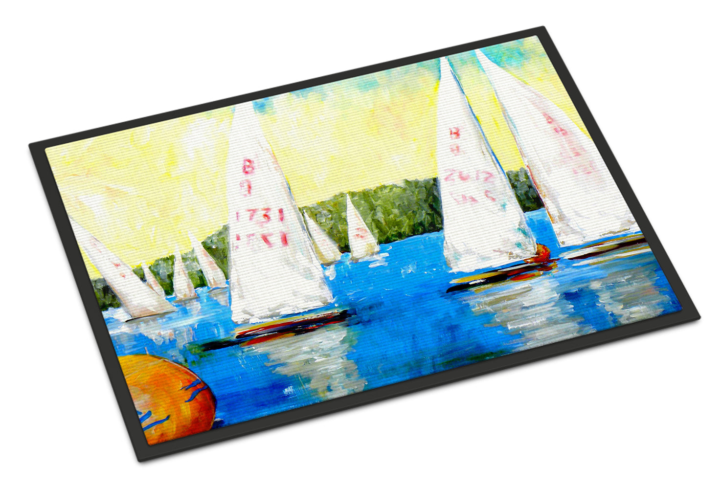 Buy this Sailboats Round the Mark Indoor or Outdoor Mat 18x27