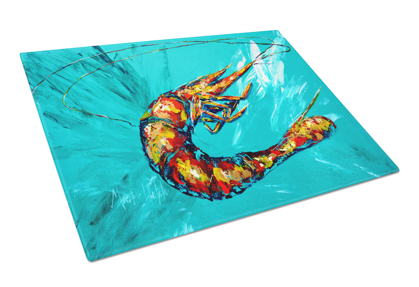 Buy this Shrimp Teal Shrimp Glass Cutting Board Large