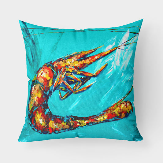 Buy this Shrimp Teal Shrimp Fabric Decorative Pillow