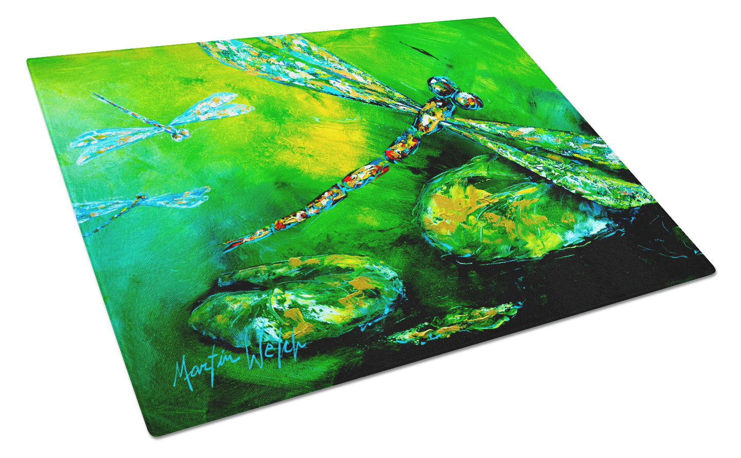 Buy this Dragonfly Summer Flies Glass Cutting Board Large