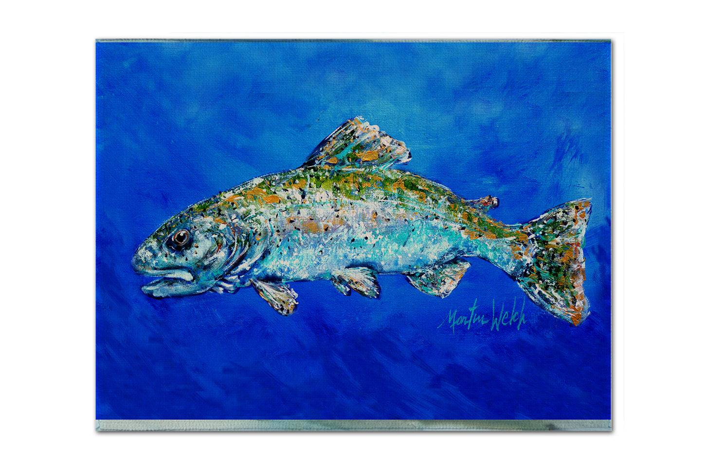 Buy this Fish Headed Downstream Fabric Placemat