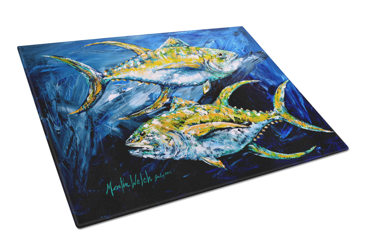 Buy this Fish - Tuna Tuna Blue Glass Cutting Board Large