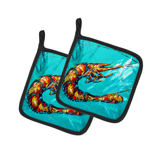 Buy this Shrimp Teal Splish Splash Pair of Pot Holders